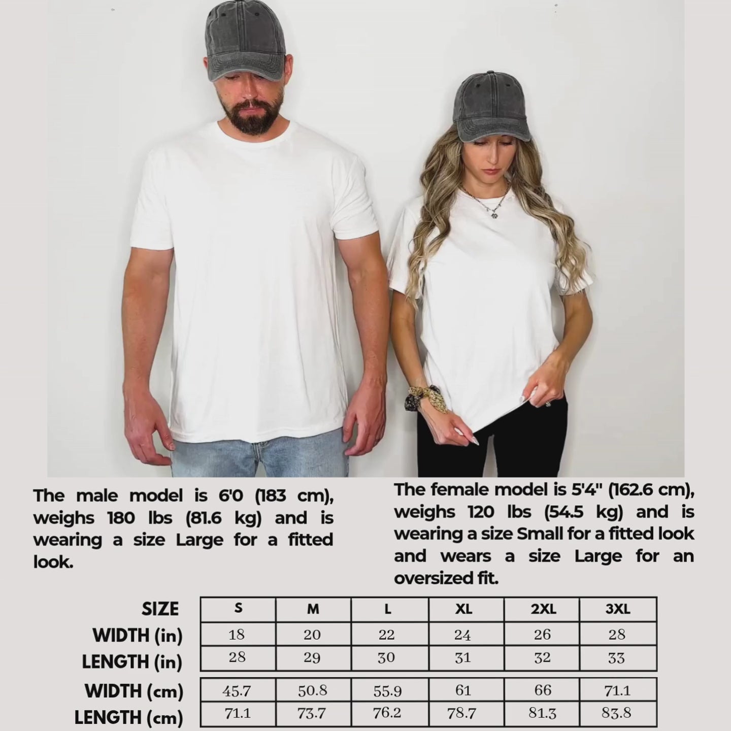 Unisex T-Shirt size chart video: measurements by size